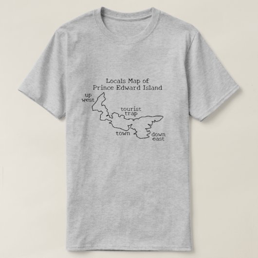 プリンスエドワード島の地元地図 Tシャツ (デザイン正面)