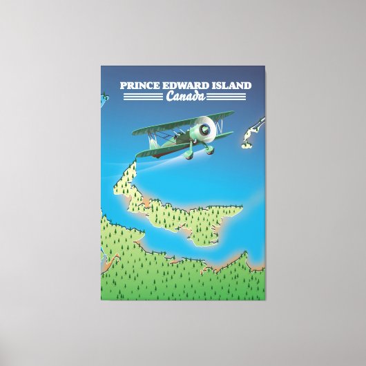プリンスエドワード島、カナダの地図。 キャンバスプリント (正面)