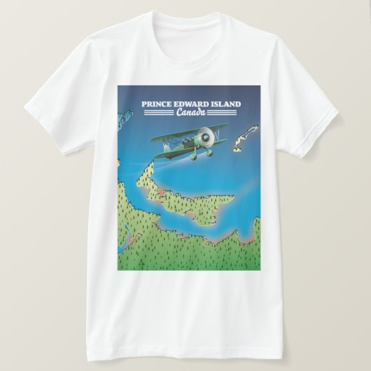 プリンスエドワード島、カナダの地図。 Tシャツ (デザイン正面)