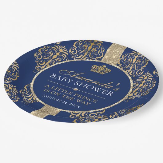 プリンスエレガント王室のベイビーシャワー ペーパープレート (アングル)