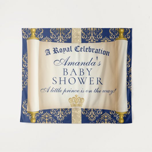プリンスエレガント赤ちゃんシャワー背景をスクロール タペストリー (正面(横))