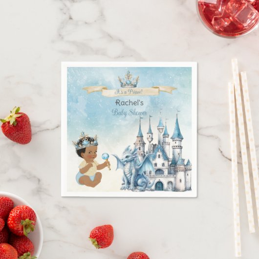 プリンスキャッスル王室のドラゴンクラウンブルー金ゴールドボーイ スタンダードカクテルナプキン (インサイチュ)