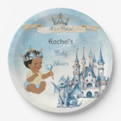 プリンスキャッスル王室のドラゴンクラウンブルー金ゴールドボーイ ペーパープレート (正面)