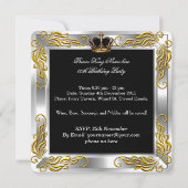 プリンスキングメンズブラックシルバー誕生日パーティー 招待状 (裏面)