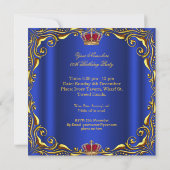 プリンスキングレッド金ゴールド王室のブルークラウン誕生日 招待状 (裏面)