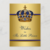 プリンスクラウンは男の赤ちゃんの赤ちゃんシャワーを願う アドバイスカード (正面)