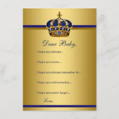 プリンスクラウンは男の赤ちゃんの赤ちゃんシャワーを願う アドバイスカード (裏面)