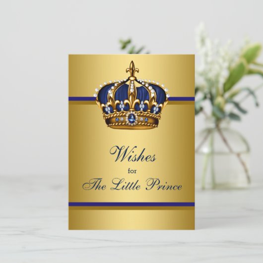 プリンスクラウンは男の赤ちゃんの赤ちゃんシャワーを願う アドバイスカード (スタンド正面)