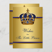 プリンスクラウンは男の赤ちゃんの赤ちゃんシャワーを願う アドバイスカード (正面/裏面)