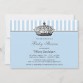 プリンスクラウンブルーホワイト男の赤ちゃんシャワー 招待状 (裏面)