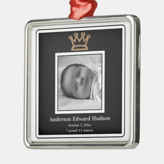プリンスクラウン男の赤ちゃん写真オーナメント メタルオーナメント (左)