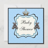 プリンスクラウン&テディベア宝石ボーイベビーシャワー 招待状 (裏面)