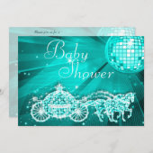 プリンスコーチ&ホースディスコボールベビーシャワー 招待状 (正面/裏面)