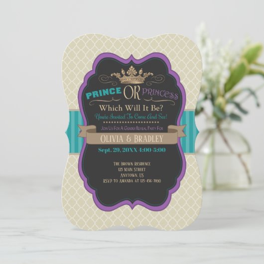 プリンスジェンダーまたはプリンセスジェンダーの表示招待状 招待状 (スタンド正面)