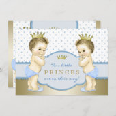 プリンスツインボーイ赤ちゃんシャワー 招待状 (正面/裏面)