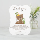 プリンステディベアスイングベビーシャワーサンキューカード サンキューカード (スタンド正面)