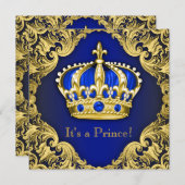 プリンスファンシーベビーシャワーブルー 招待状 (正面/裏面)