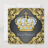 プリンスファンシーベビーシャワーベビーブルー 招待状 (正面)