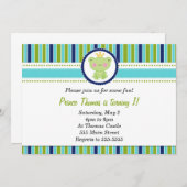 プリンスフロッグ招待状ボーイ誕生パーティーグリーン 招待状 (正面/裏面)