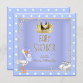 プリンスブルーベビーシャワーボーイベビークラウンスポット 招待状 (正面/裏面)