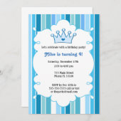 プリンスブルー子供の誕生日招待状 招待状 (正面/裏面)