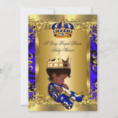 プリンスブルー王室のボーイベビーシャワーRegal金ゴールド2 招待状 (正面)