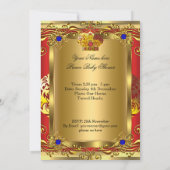 プリンスブルー王室のリーガルレッドボーイベビーシャワー金ゴールドA 招待状 (裏面)