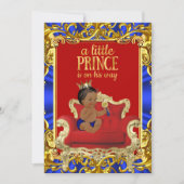 プリンスブルー王室のレッド玉座ベビーシャワーエスニック 招待状 (正面)