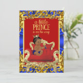 プリンスブルー王室のレッド玉座ベビーシャワーエスニック 招待状 (スタンド正面)