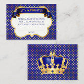 プリンスブルー王室の金ゴールドクラウンおむつラッフル エンクロージャーカード (正面/裏面)