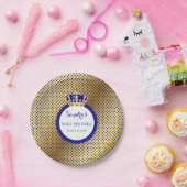 プリンスブルー王室の金ゴールドクラウン ペーパープレート (パーティー)