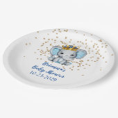 プリンスブルー王室の金ゴールドゾウ男の子ベイビーシャワーパ ペーパープレート (アングル)