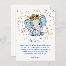 プリンスブルー王室の金ゴールドゾウ男の子ベイビーシャワー 招待状