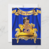 プリンスブルー王室の金ゴールドベビーシャワー招待状 招待状 (正面)