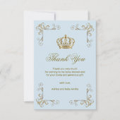プリンスブルー金ゴールドクラウンボーイサンキューベイビーシャワー サンキューカード (正面)