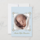 プリンスブルー金ゴールドクラウンボーイサンキューベイビーシャワー サンキューカード (裏面)