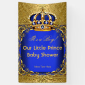 プリンスブルー金ゴールドダマスクベビーシャワーボーイ2 横断幕 (縦)
