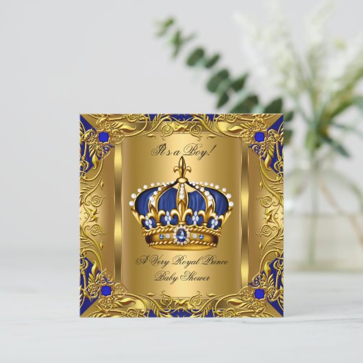 プリンスブ王室のルーベビーシャワーボーイレガル金ゴールド3 招待状 (スタンド正面)