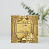 プリンスベイビーシャワー ベビーボーイ エリート ダマスク ゴールド 招待状 (スタンド正面)