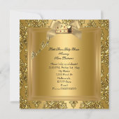 プリンスベイビーシャワー ベビーボーイ エリート ダマスク ゴールド 招待状 (裏面)