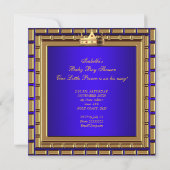 プリンスベビシャワーブルー王室の金ゴールドボーイクラウン4 招待状 (裏面)