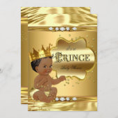 プリンスベビーシャワーゴールドフォイルエスニック男の赤ちゃん 招待状 (正面/裏面)