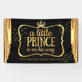 プリンスベビーシャワーブラック金ゴールドクラウンドレープ 横断幕 (横)