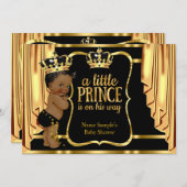 プリンスベビーシャワーブラック金ゴールドドレースエスニック 招待状 (正面/裏面)