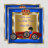 プリンスベビーシャワーブルーボーイレッドレーシングカー2B 招待状 (正面/裏面)