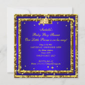 プリンスベビーシャワーブルー王室の金ゴールドボーイクラウンスターズ 招待状 (裏面)