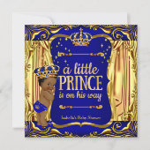 プリンスベビーシャワーブルー金ゴールドエスニックボーイ招待状 招待状 (正面)