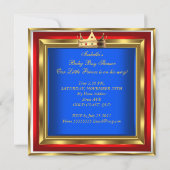 プリンスベビーシャワーブルー金ゴールドボーイレッドレーシングカー2 招待状 (裏面)