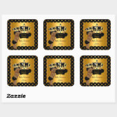 プリンスベビーシャワーボーイブラック金ゴールドエスニック スクエアシール (シート)