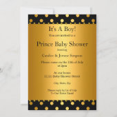 プリンスベビーシャワーボーイブラック金ゴールドエスニック 招待状 (裏面)